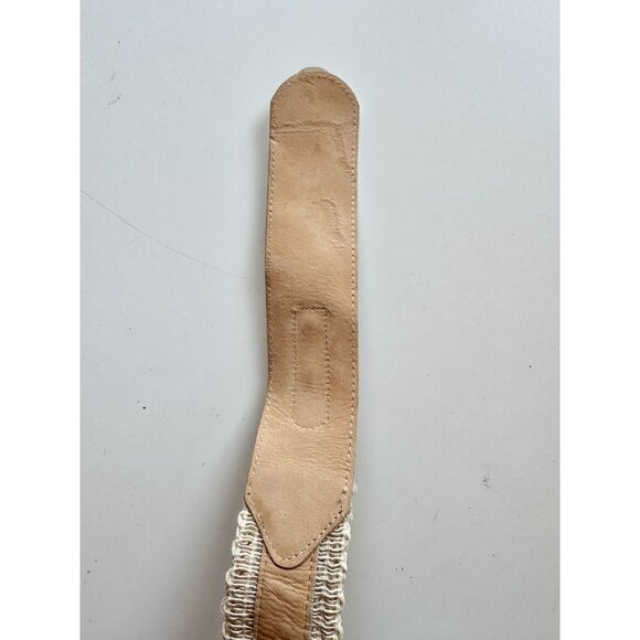 STREETS AHEAD Ivory Cream Leather Corded Lace Trim Belt, Size M - Picture 7 of 9